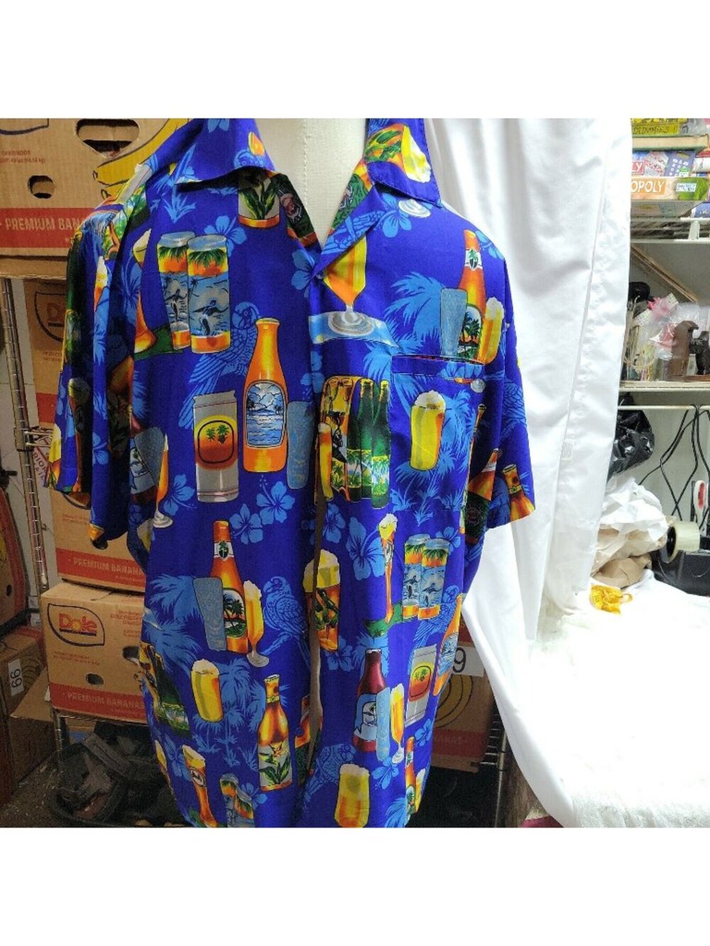 VHO Hawaiian Shirt Mens XXL Button Up Cocktail Happy Hour Party Shirt Rare Print